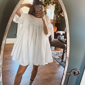 Free People Catalina mini Dress tunic white 100% cotton sz medium